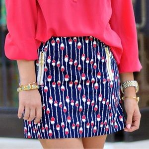 Lilly Pulitzer Tate Skirt, Size 8, in Navy Swim Lanes Stripe, Size 8